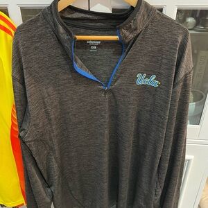 Colosseum UCLA Quarter-Zip Pullover - Gray and Blue with Bruins on the back.
